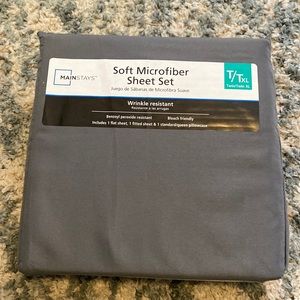 Soft microfiber sheets, Mainstays, size Twin/XL, new, never used, gray